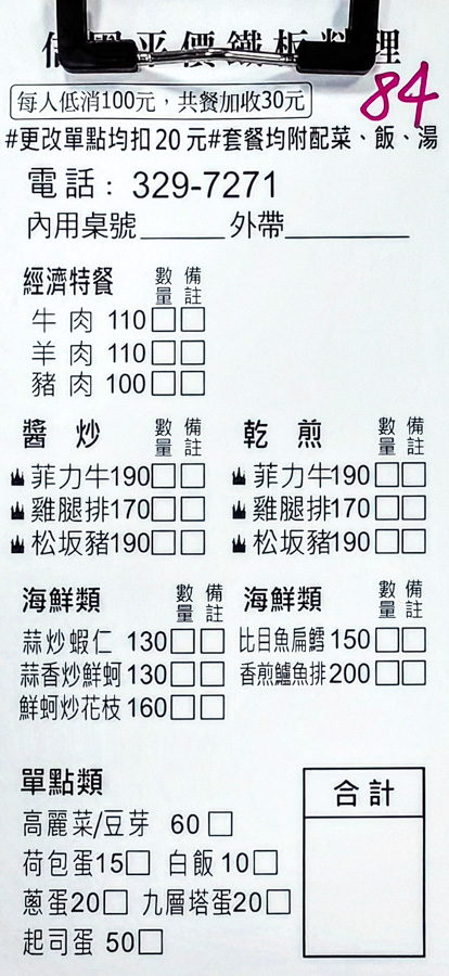 佶園平價鐵板料理｜100元經濟套餐超平價，無服務費還有紅茶、湯品喝到飽